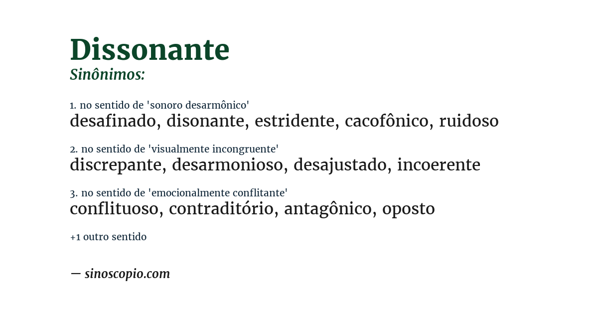 Sinônimo de dissonante