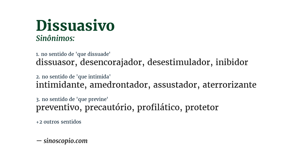 Sinônimo de dissuasivo
