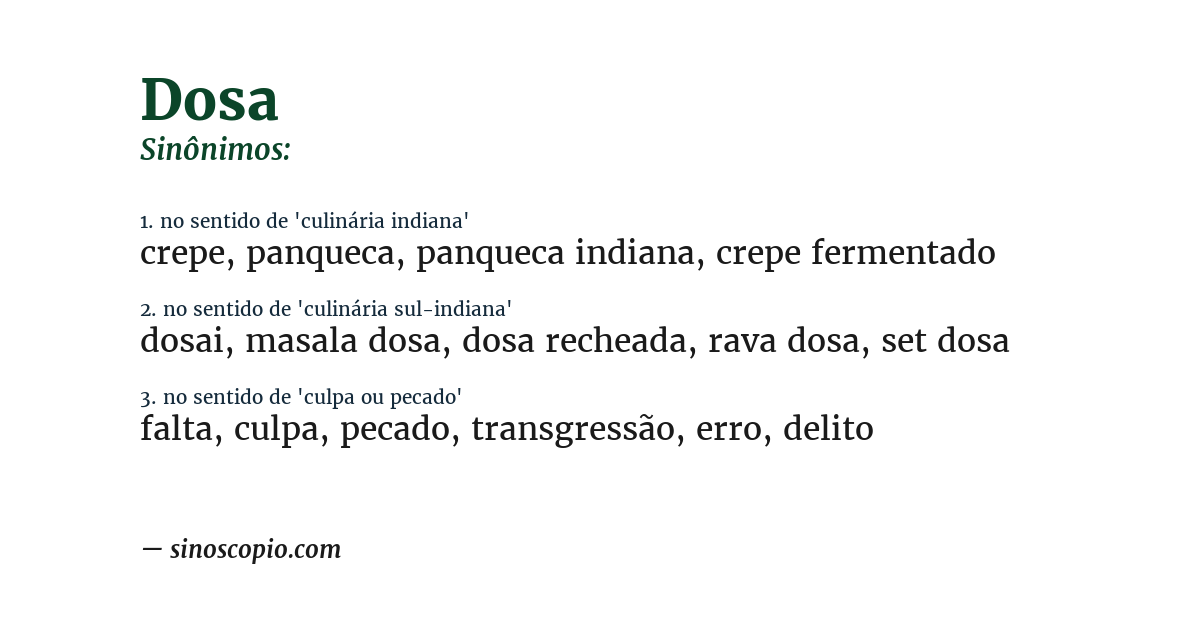 Sinônimo de dosa