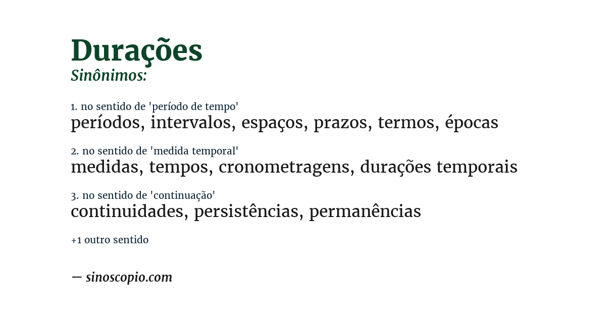 Sinônimo de durações