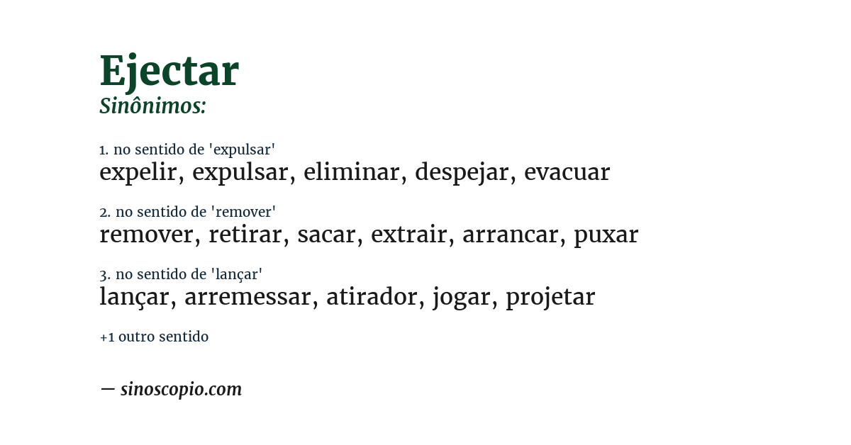 Sinônimo de ejectar