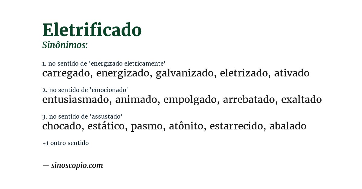 Sinônimo de eletrificado