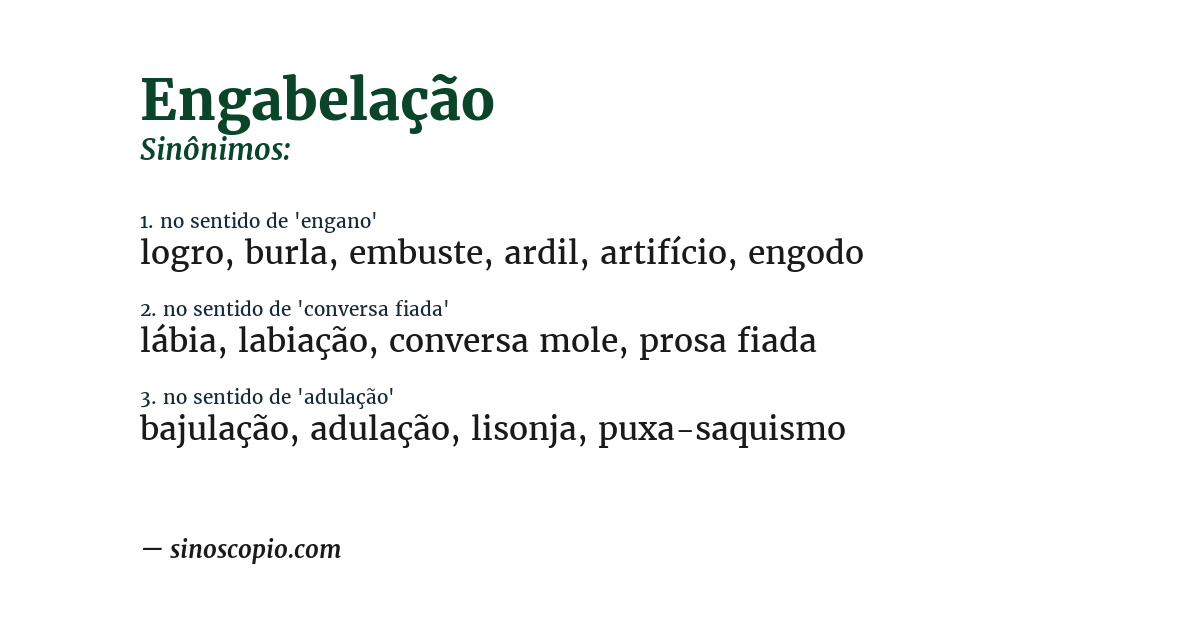 Sinônimo de engabelação