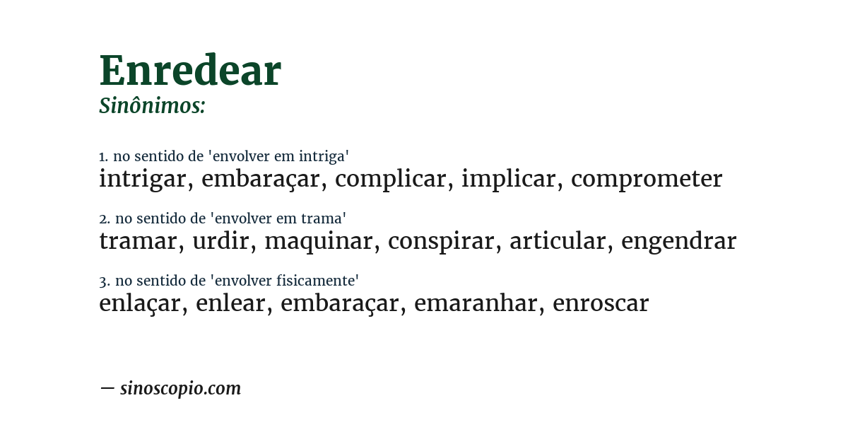 Sinônimo de enredear