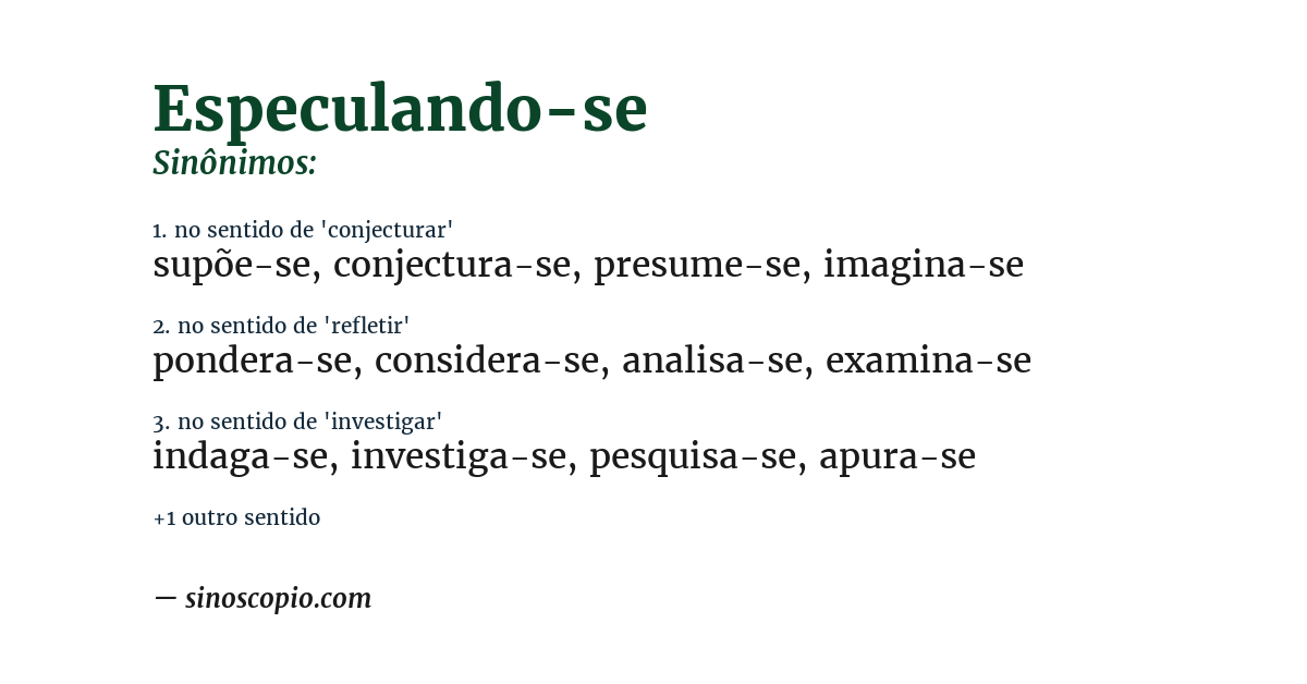 Sinônimo de especulando-se