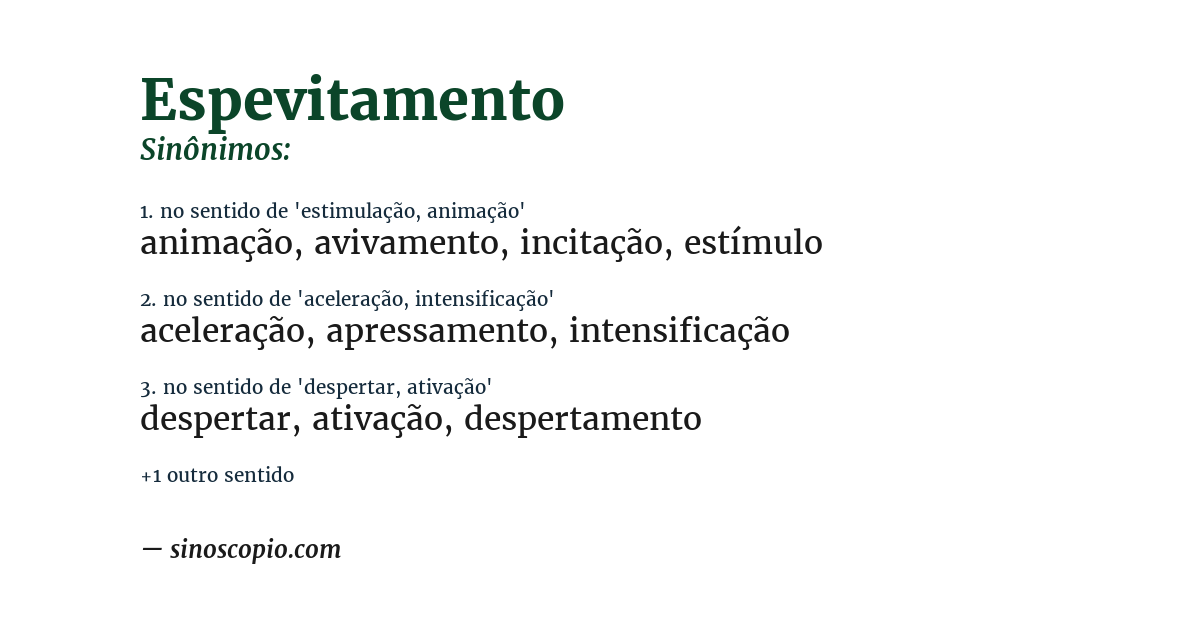 Sinônimo de espevitamento