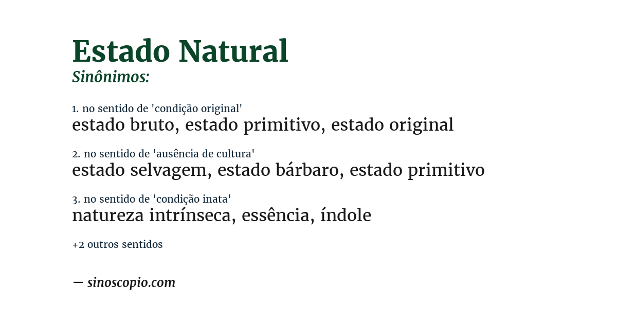 Sinônimo de estado natural