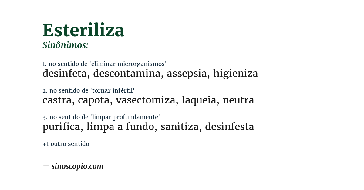 Sinônimo de esteriliza