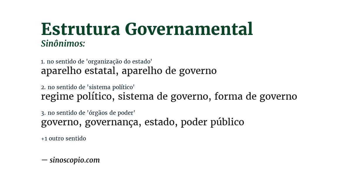 Sinônimo de estrutura governamental