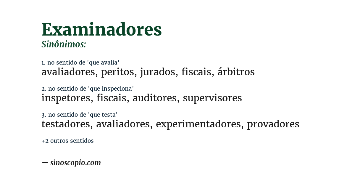 Sinônimo de examinadores