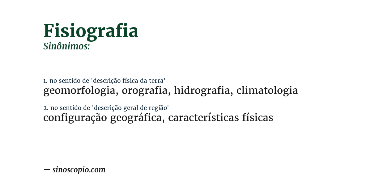 Sinônimo de fisiografia