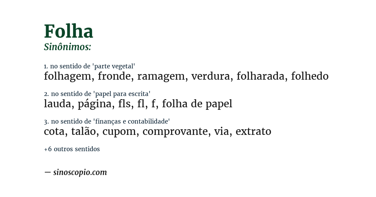 Sinônimo de folha