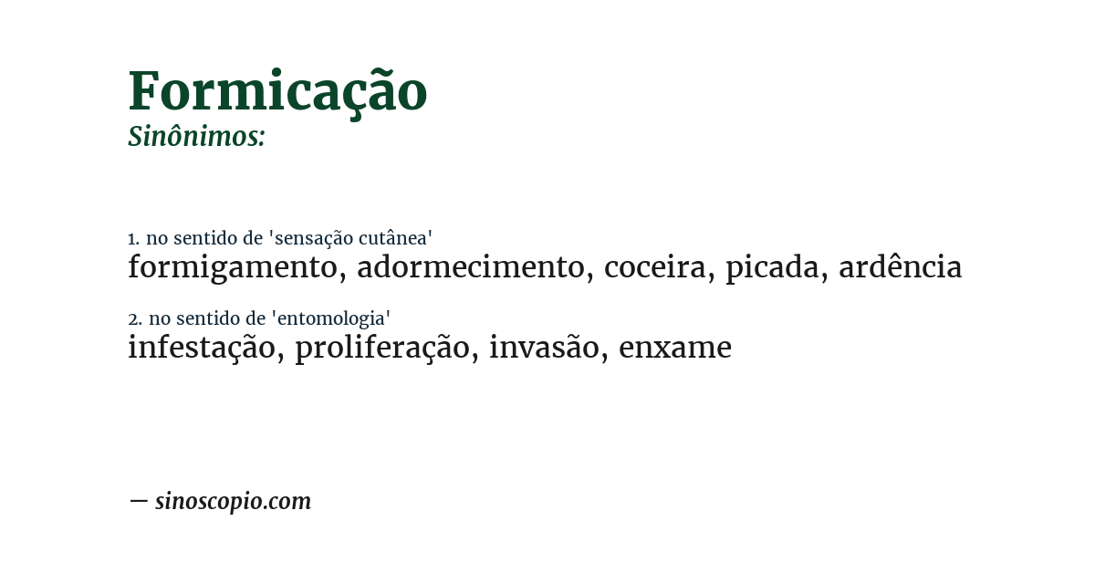 Sinônimo de formicação