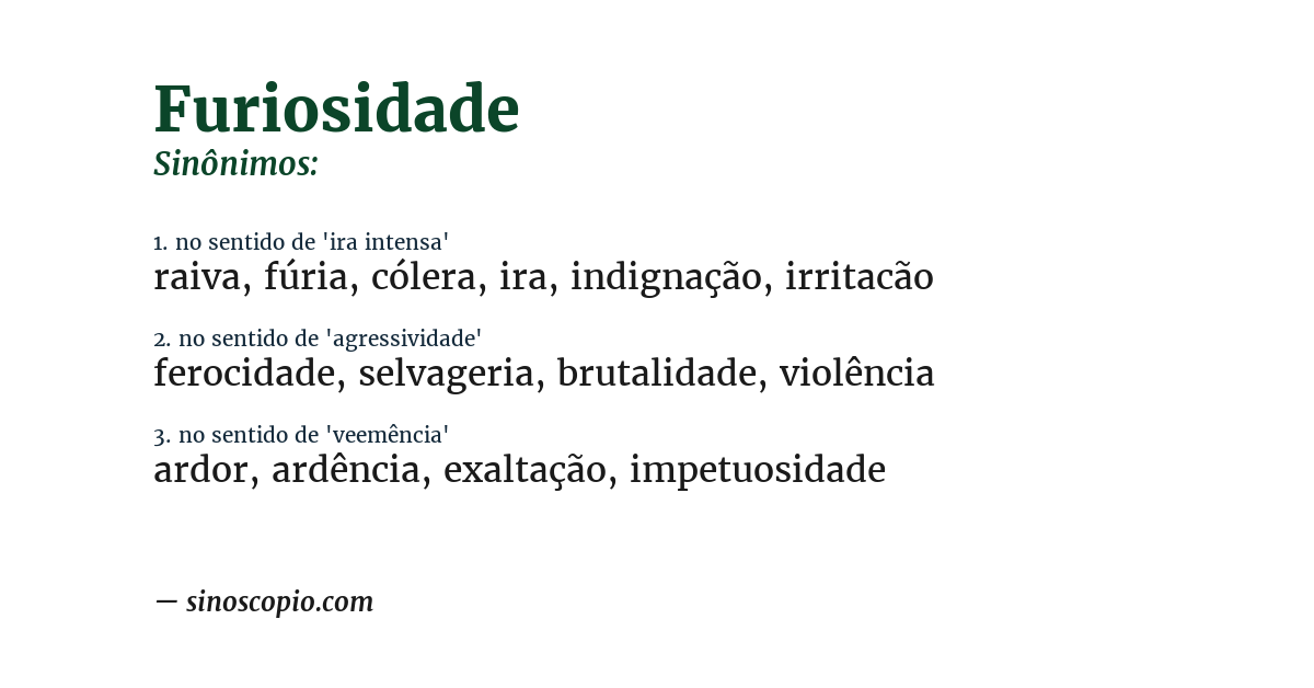 Sinônimo de furiosidade