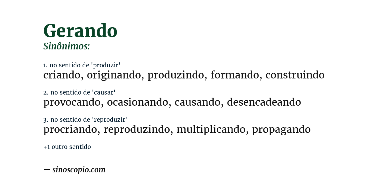 Sinônimo de gerando