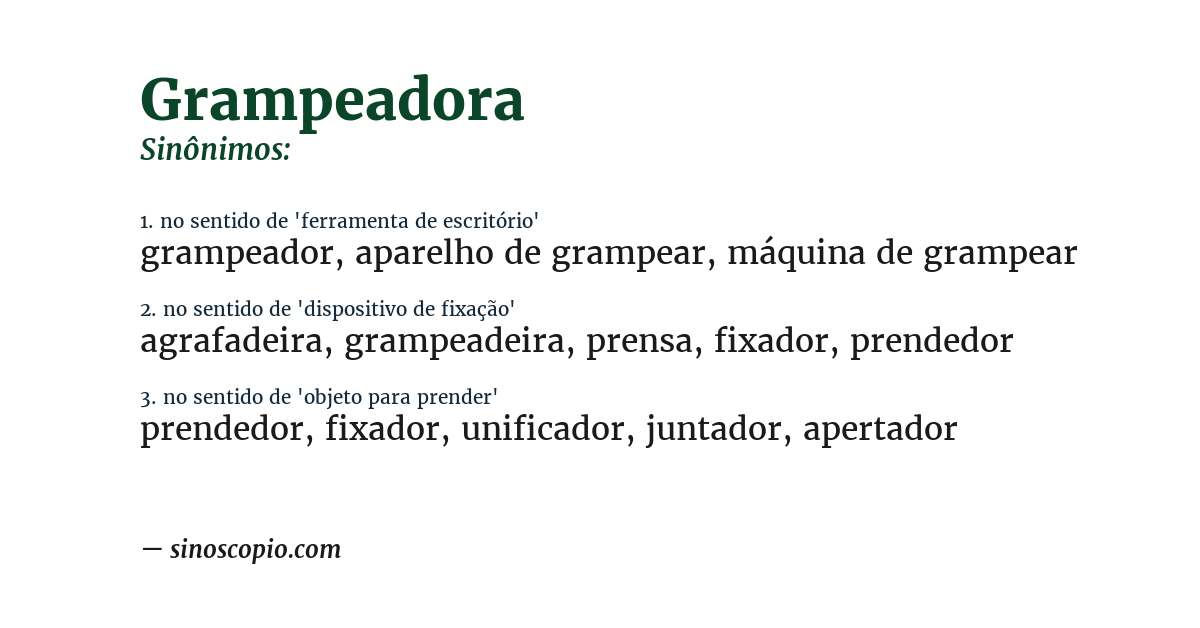 Sinônimo de grampeadora