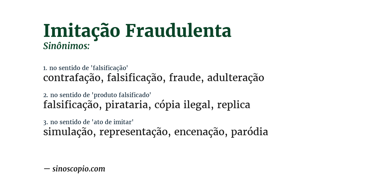 Sinônimo de imitação fraudulenta
