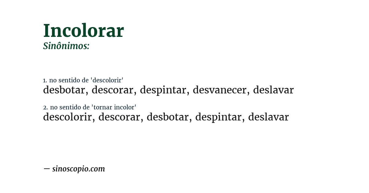 Sinônimo de incolorar