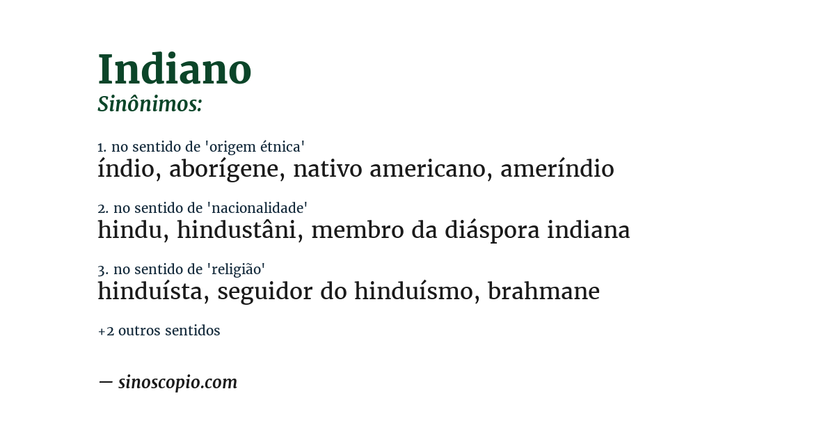 Sinônimo de indiano