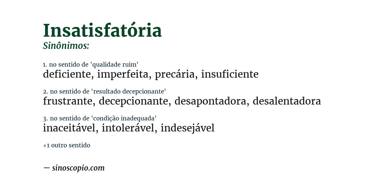 Sinônimo de insatisfatória
