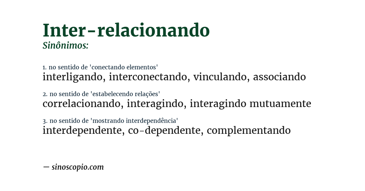 Sinônimo de inter-relacionando