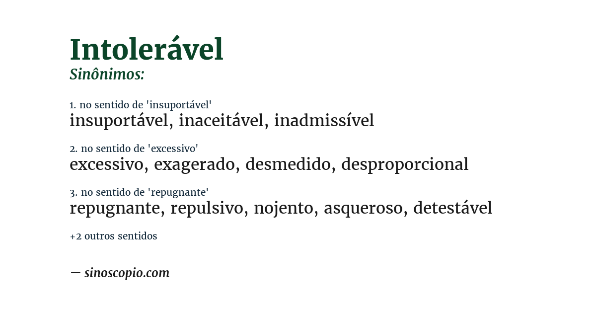 Sinônimo de intolerável