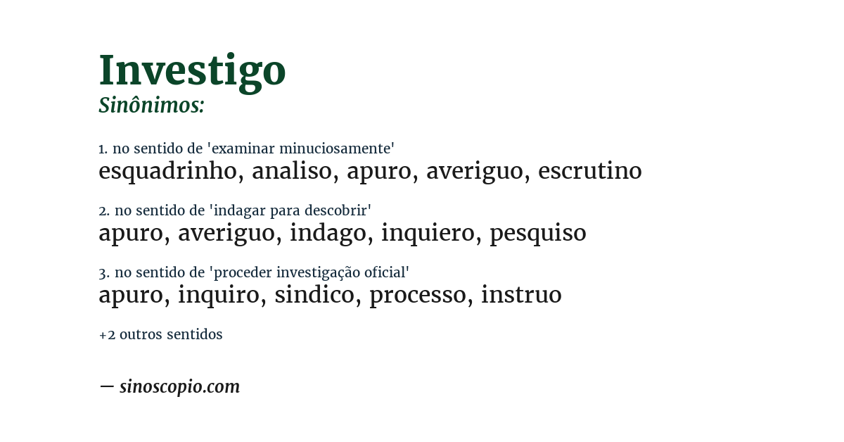 Sinônimo de investigo