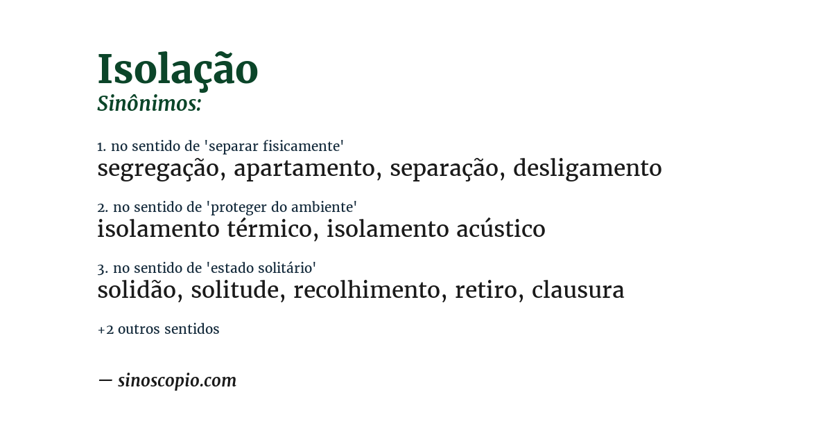 Sinônimo de isolação