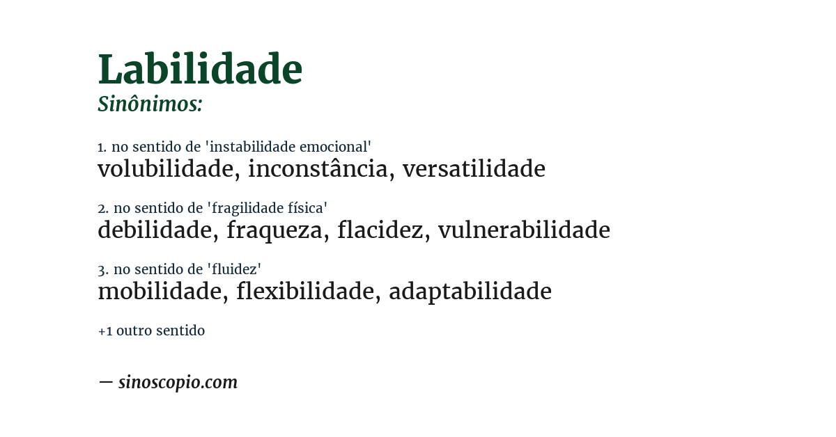Sinônimo de labilidade