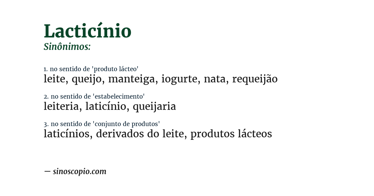 Sinônimo de lacticínio