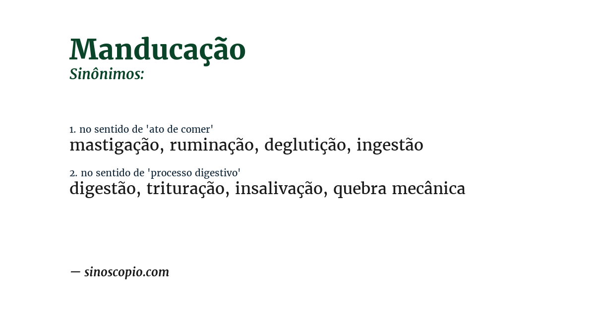 Sinônimo de manducação