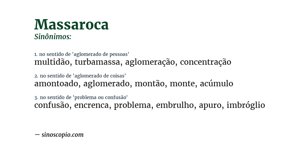 Sinônimo de massaroca