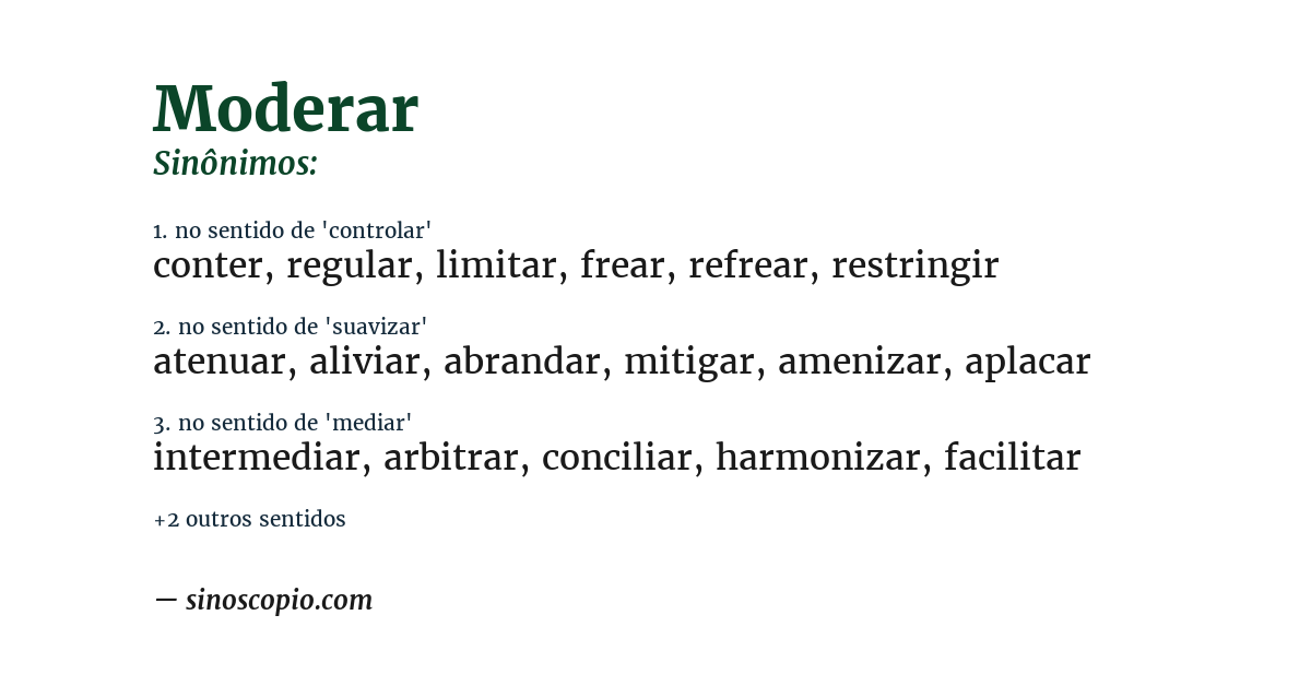 Sinônimo de moderar
