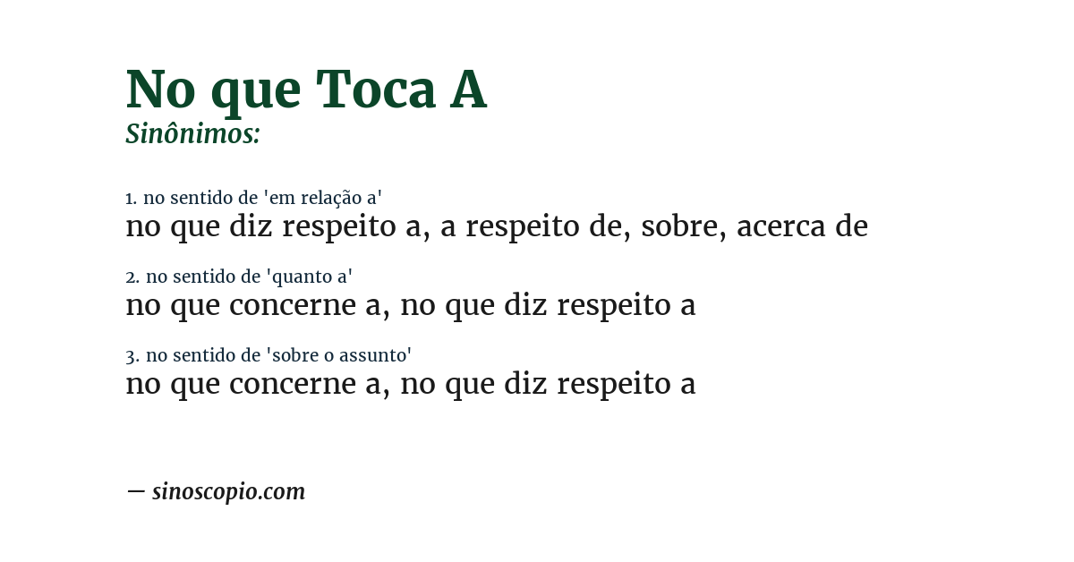 Sinônimo de no que toca a