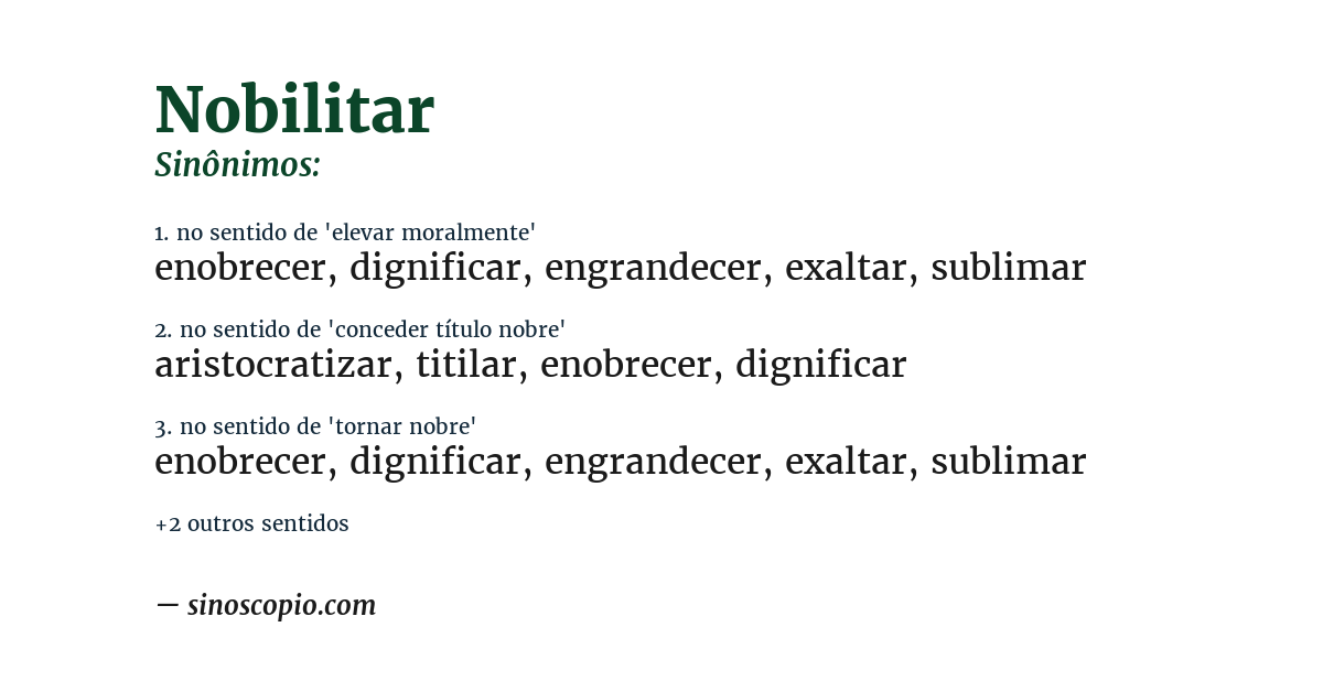 Sinônimo de nobilitar