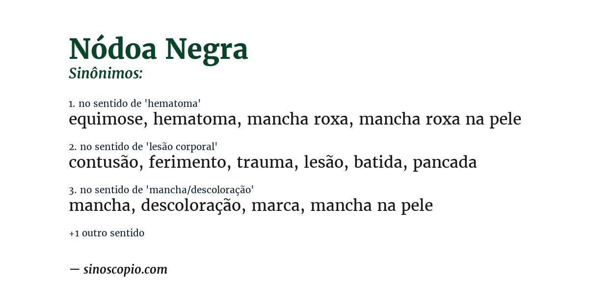 Sinônimo de nódoa negra