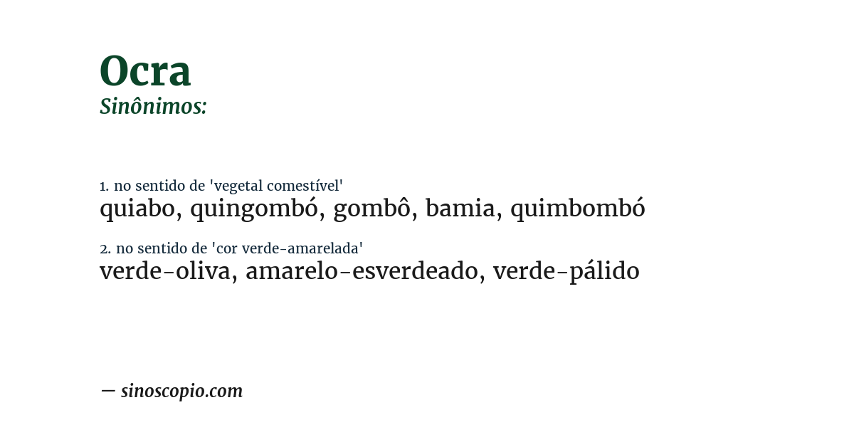 Sinônimo de ocra