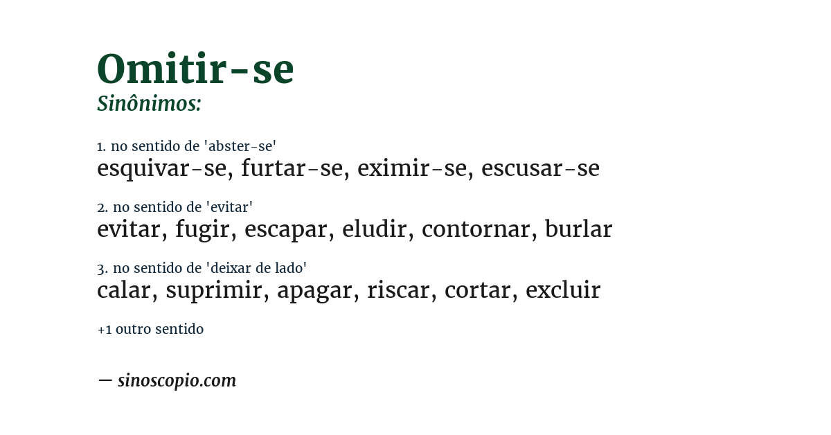 Sinônimo de omitir-se