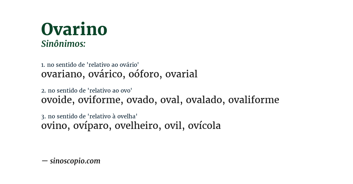 Sinônimo de ovarino