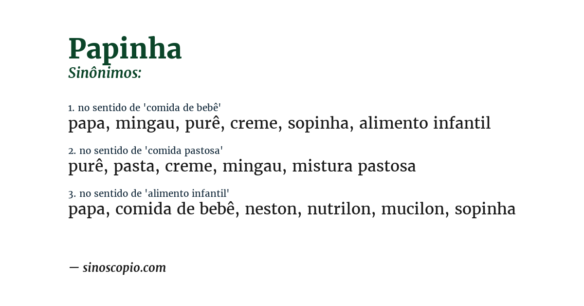 Sinônimo de papinha