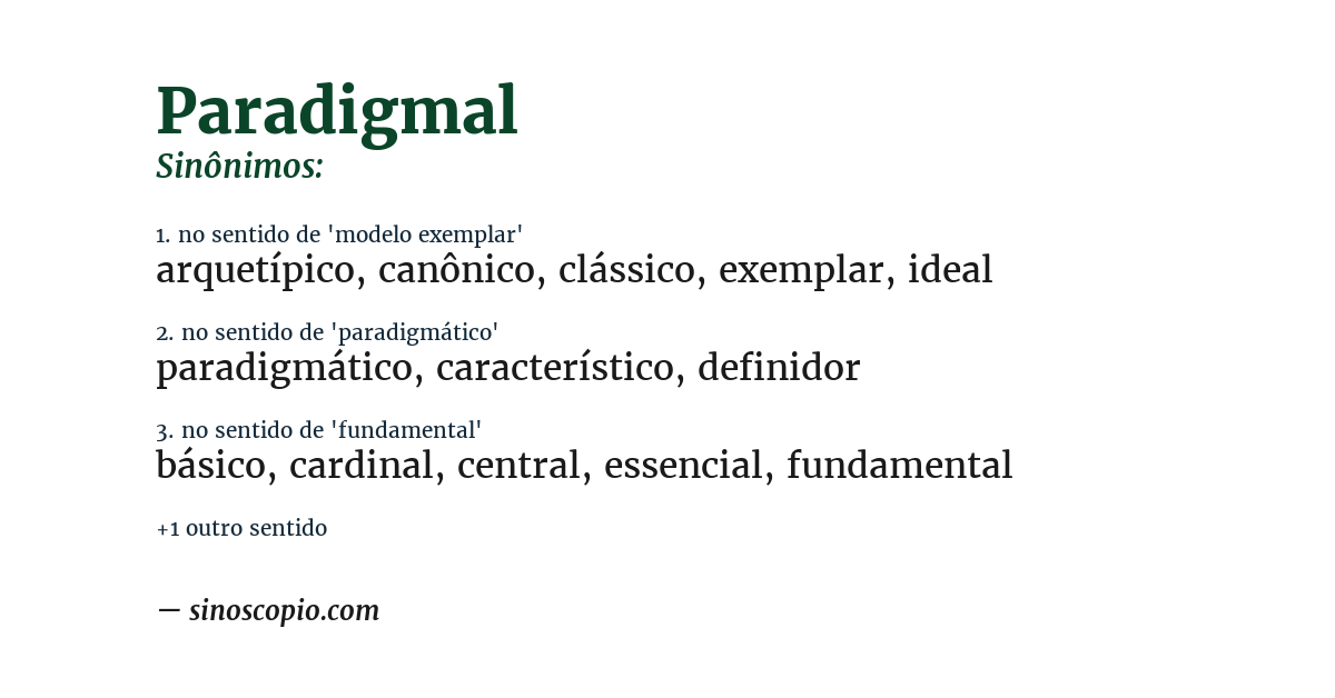 Sinônimo de paradigmal