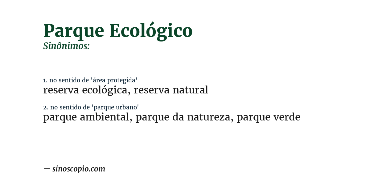 Sinônimo de parque ecológico