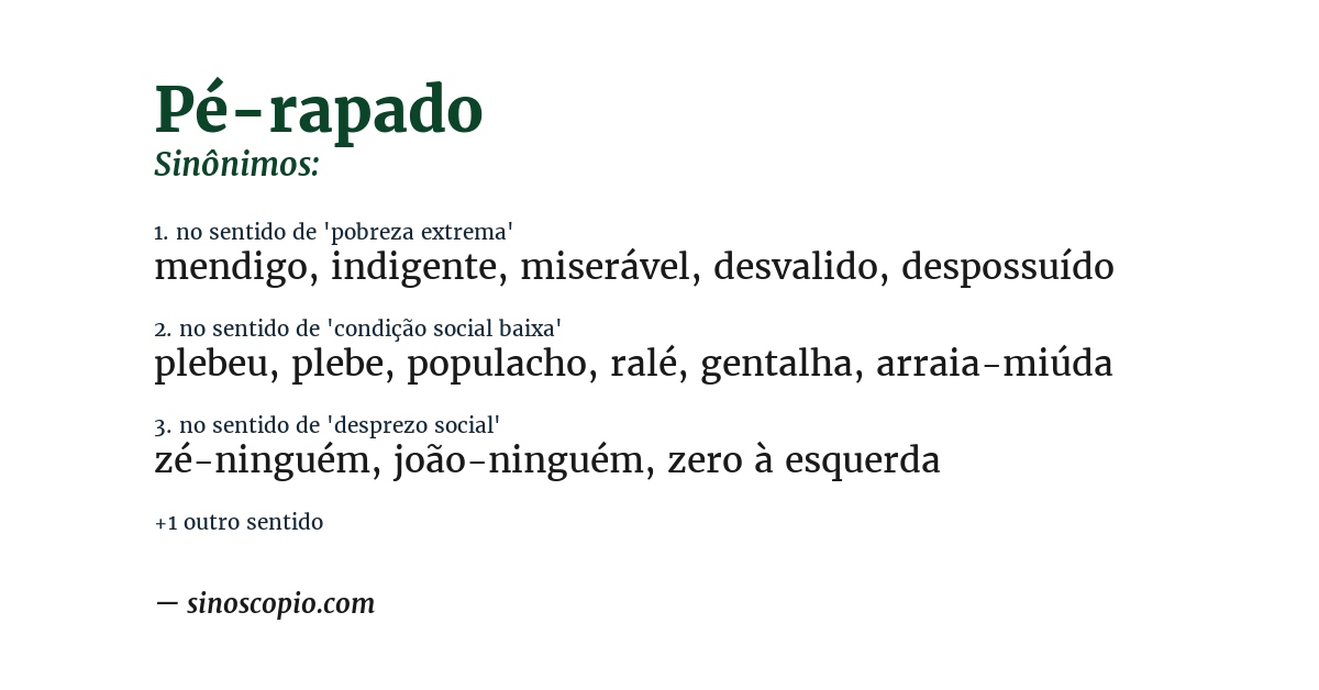 Sinônimo de pé-rapado