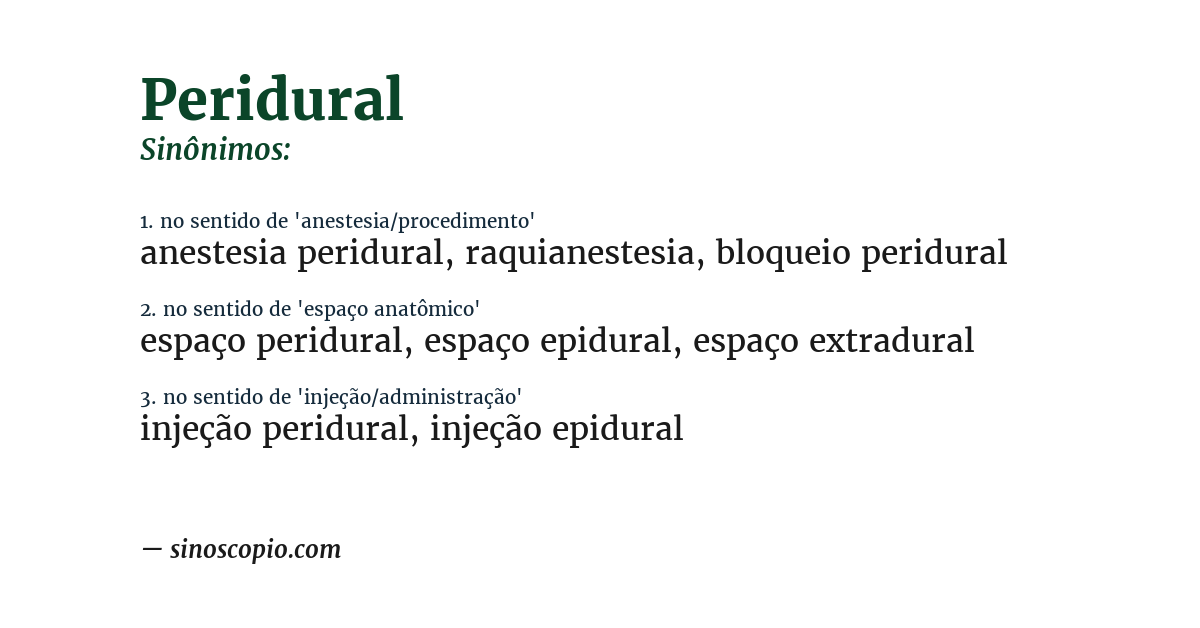 Sinônimo de peridural