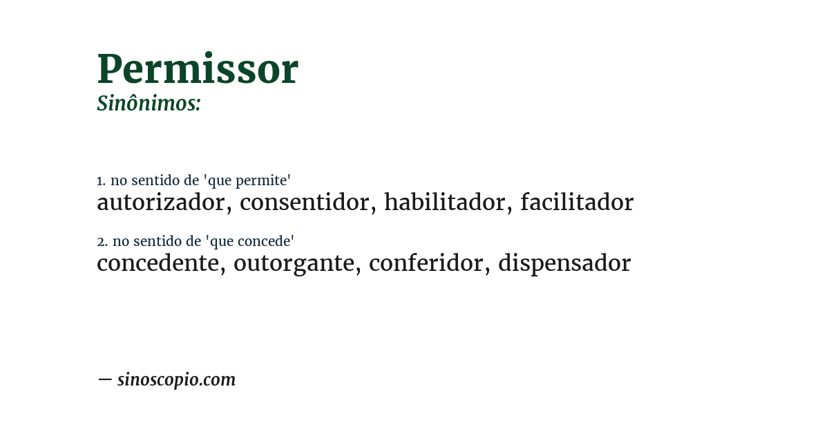 Sinônimo de permissor
