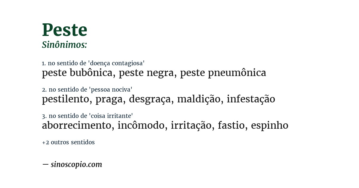 Sinônimo de peste