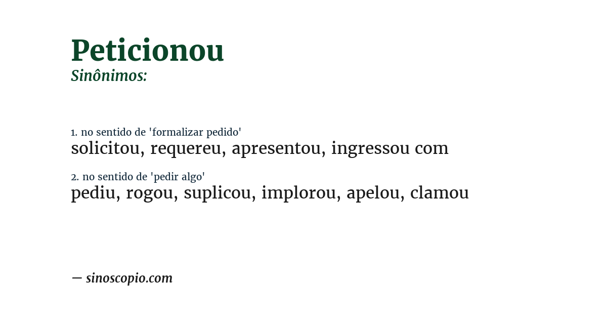 Sinônimo de peticionou