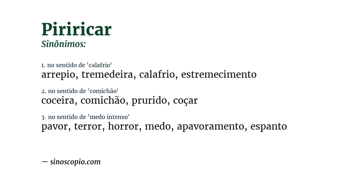 Sinônimo de piriricar