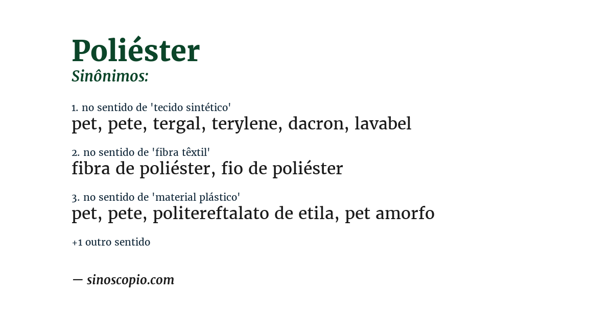 Sinônimo de poliéster