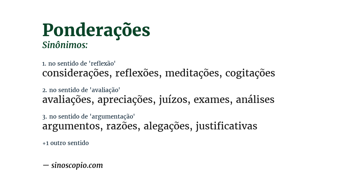 Sinônimo de ponderações